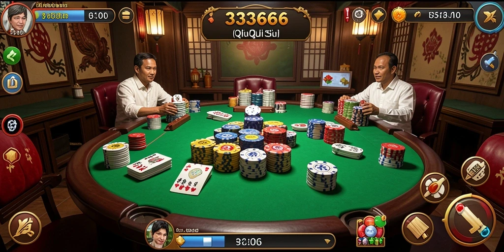 Tampilan gameplay seru di 333666, menampilkan aksi intens QiuQiu.