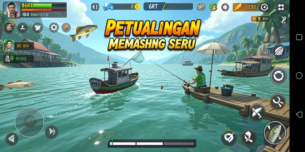 Screenshot gameplay memancing yang mendebarkan di 6RT.