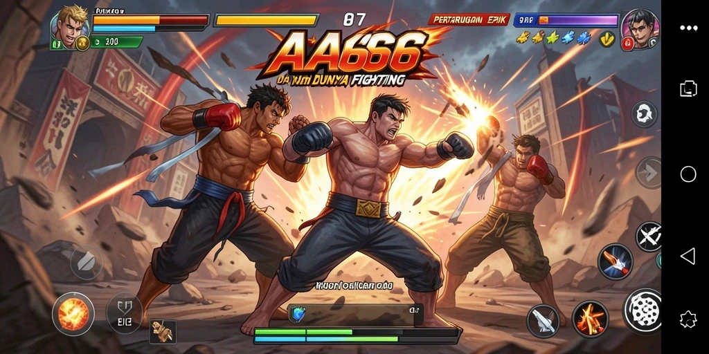 Screenshot gameplay yang menampilkan pertarungan intense di AA666.