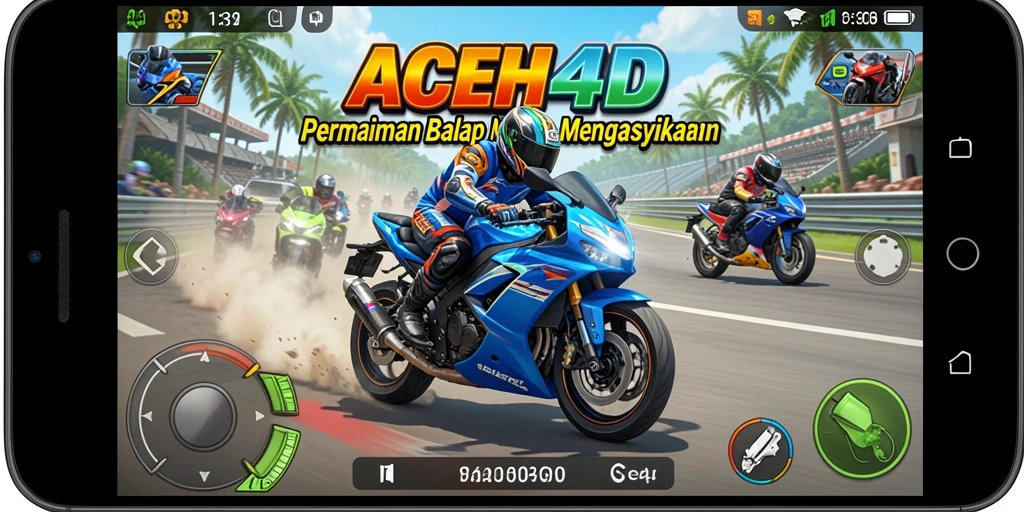 Tampilan gameplay seru di ACEH4D dengan motor kencang.