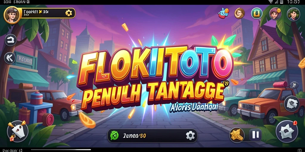Tampilan gameplay seru dengan karakter ikonik dari FLOKITOTO.
