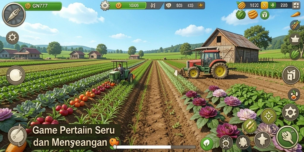 Gameplay GN777 yang menarik dengan berbagai aktivitas pertanian.