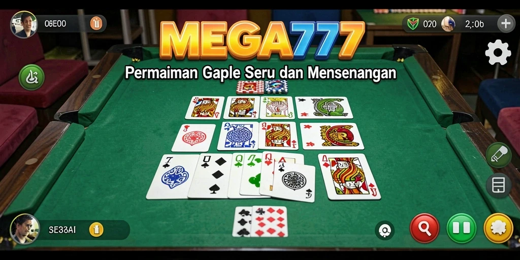 Tampilan gameplay Gaple yang seru dan interaktif di MEGA777.