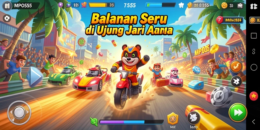 Screenshot utama MPO555 menampilkan aksi balapan yang mendebarkan.