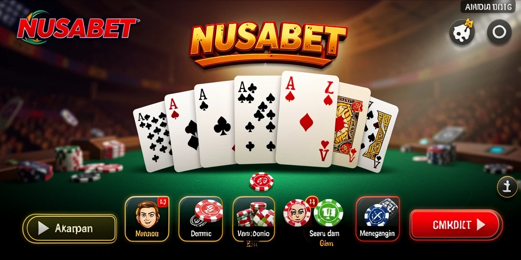 Screenshot gameplay seru NUSABET yang menampilkan permainan Domino.