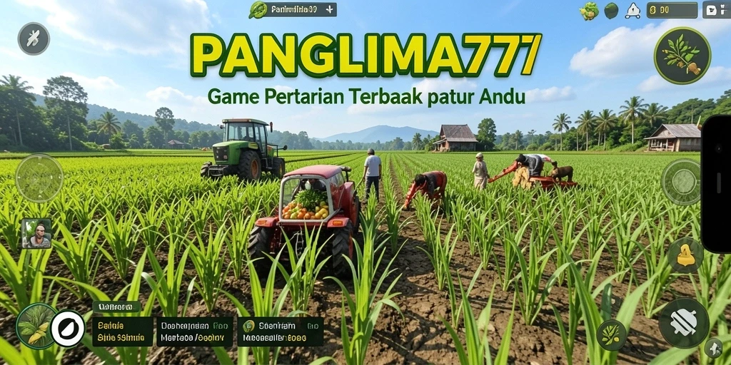 Tampilan menarik gameplay dalam PANGLIMA77 yang menggambarkan pertanian.