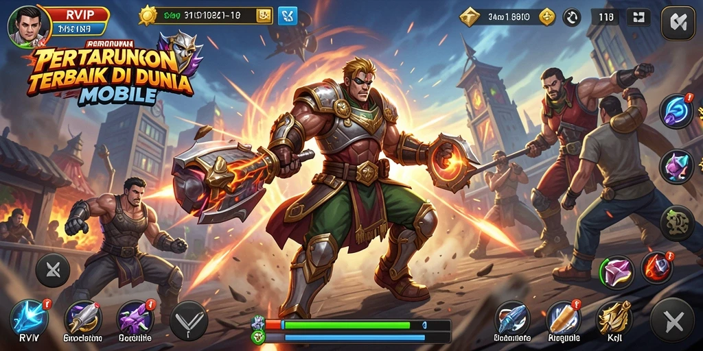 Screenshot dari gameplay RVIP yang menunjukkan pertarungan seru.