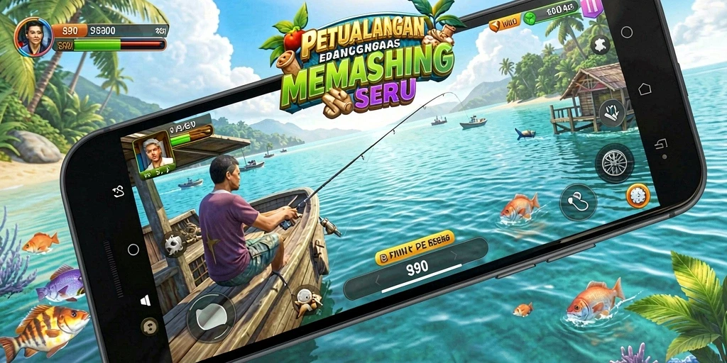 Tampilan gameplay S80 dengan suasana memancing yang menenangkan.