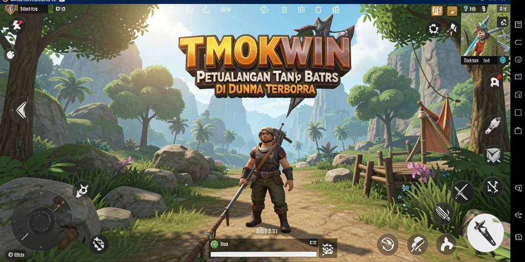Tangkapan layar gameplay <strong>TMOKWIN</strong> yang menunjukkan petualangan di dunia terbuka.