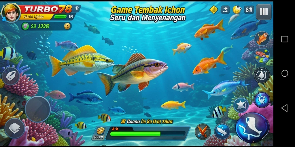 Gameplay seru Tembak Ikan di TURBO78 dengan banyak pilihan ikan.